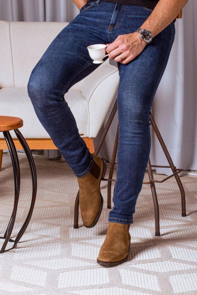 Bota Masculina Chelsea Salvatore Camurça Tabaco