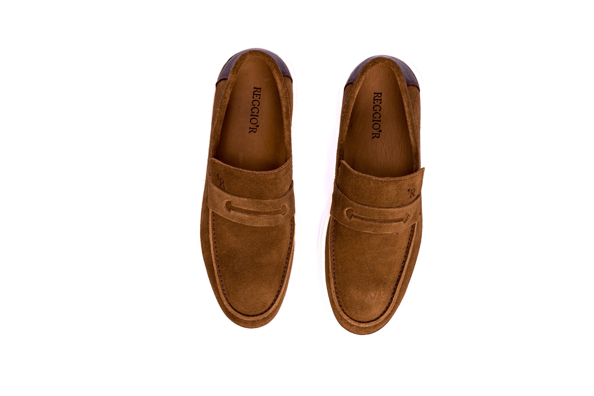 SAPATO MASCULINO SLIP ON CAMURÇA SANTORINE CONHAQUE - Reggior