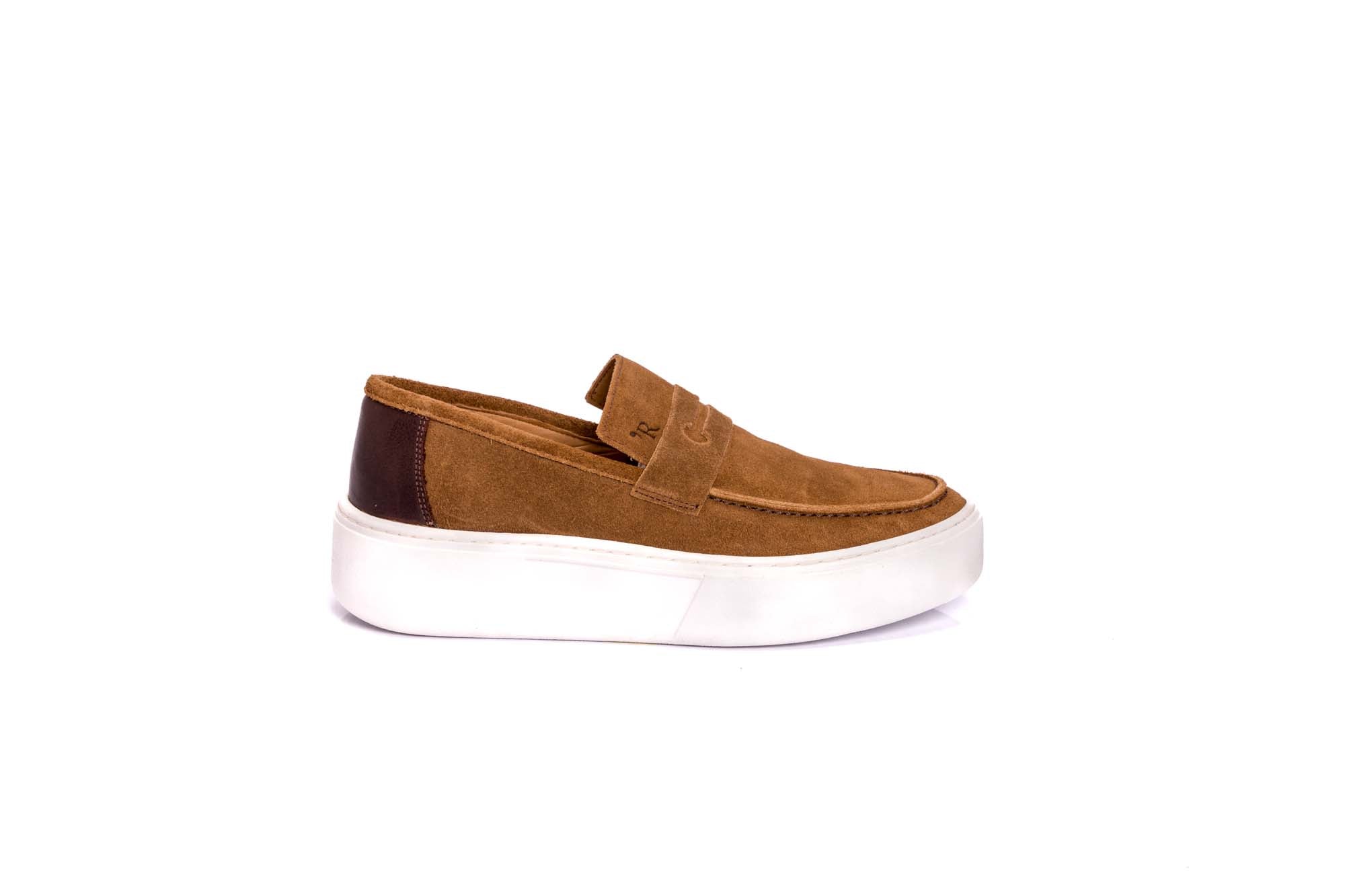 SAPATO MASCULINO SLIP ON CAMURÇA SANTORINE CONHAQUE - Reggior