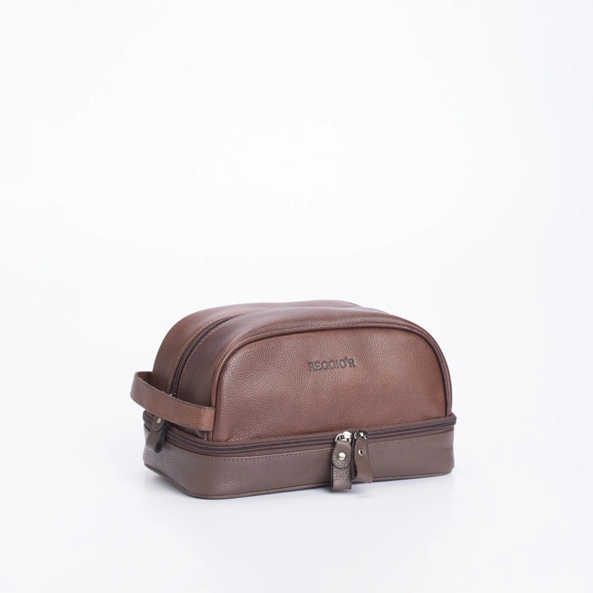 NECESSAIRE MASCULINA 2 COMPARTIMENTOS CONHAQUE - Reggior