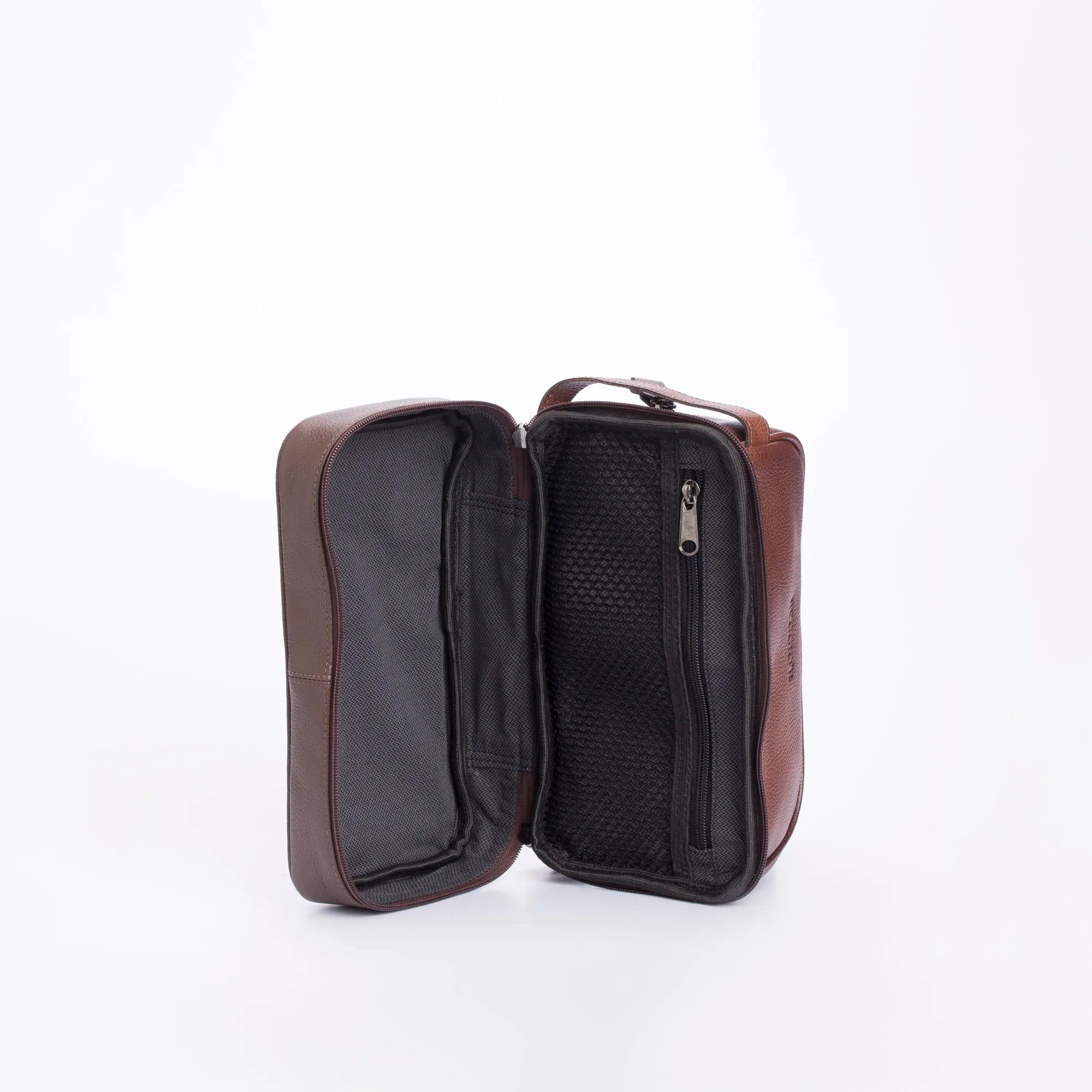 NECESSAIRE MASCULINA 2 COMPARTIMENTOS CONHAQUE - Reggior