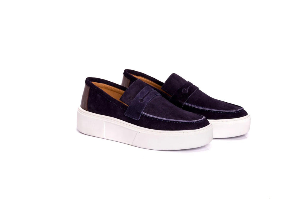 Sapato Masculino Slip On Camurça Santorine Azul
