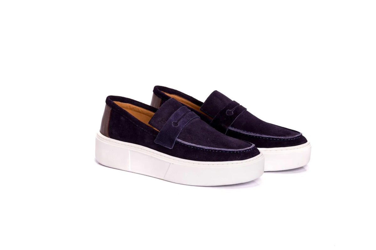 Sapato Masculino Slip On Camurça Santorine Azul