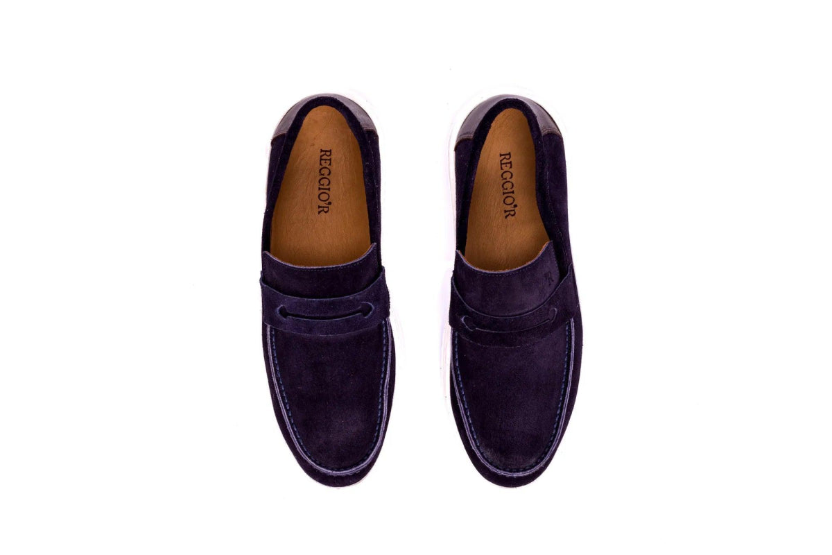 Sapato Masculino Slip On Camurça Santorine Azul